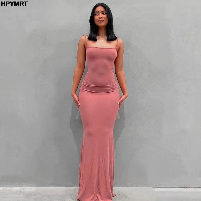 Satin Slip Sleeveless Backless Slim Sexy Maxi Dress 2022 Spring - Imagem 6