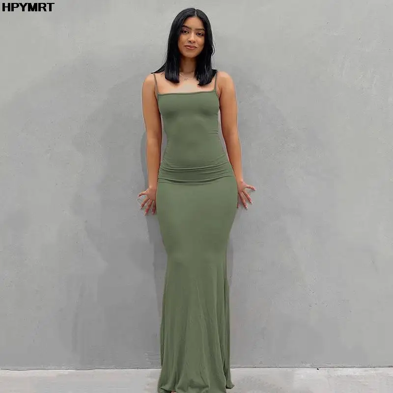 Satin Slip Sleeveless Backless Slim Sexy Maxi Dress 2022 Spring - Imagem 7
