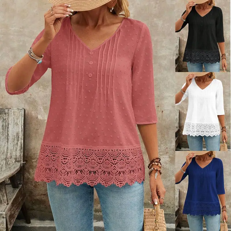 Solid Casual Loose Blouses For Feminino Summer Vintage Feminino’s