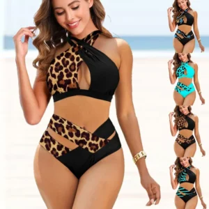 Trend Low Waist Bikini Feminino’s Backless Halter Swimsuit Floral Print