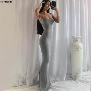 Satin Slip Sleeveless Backless Slim Sexy Maxi Dress 2022 Spring