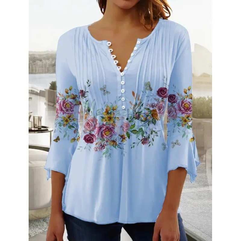 V-neck Elegant Office Lady Blouses Tops Blusas Casual Trendy Summer - Imagem 12