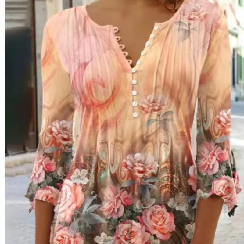V-neck Elegant Office Lady Blouses Tops Blusas Casual Trendy Summer - Imagem 5