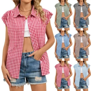 Casual Loose Plaid Shirts For Feminino Summer Vintage Feminino’s