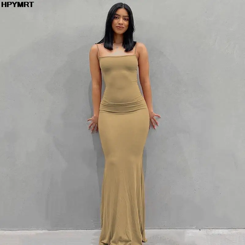 Satin Slip Sleeveless Backless Slim Sexy Maxi Dress 2022 Spring - Imagem 4