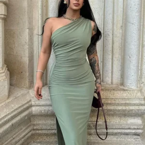 Summer Feminino’ Maxi Dresses Sexy Split Sleeveless Backless Slim Dress