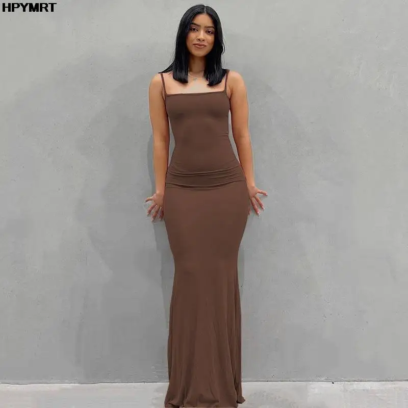 Satin Slip Sleeveless Backless Slim Sexy Maxi Dress 2022 Spring - Imagem 3
