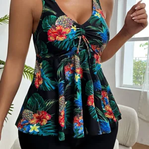 Vigorashely Sexy Print Tankini Set Feminino Strapped Push Up Swimsuit